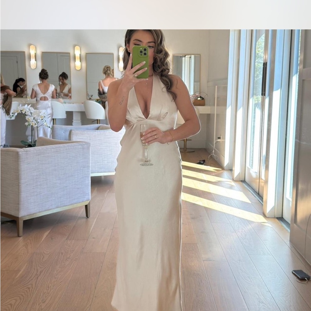 Elegant Cream Satin Gown
